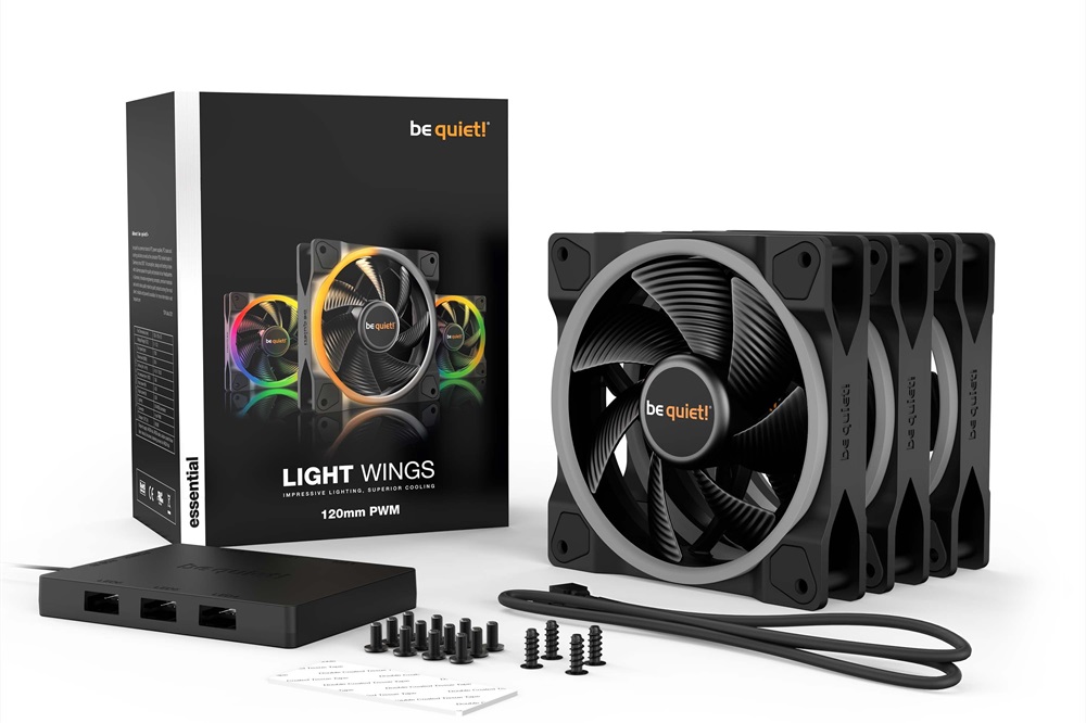 Be Quiet! LIGHT WINGS 3db 120mm PWM ARGB fekete ventilátor