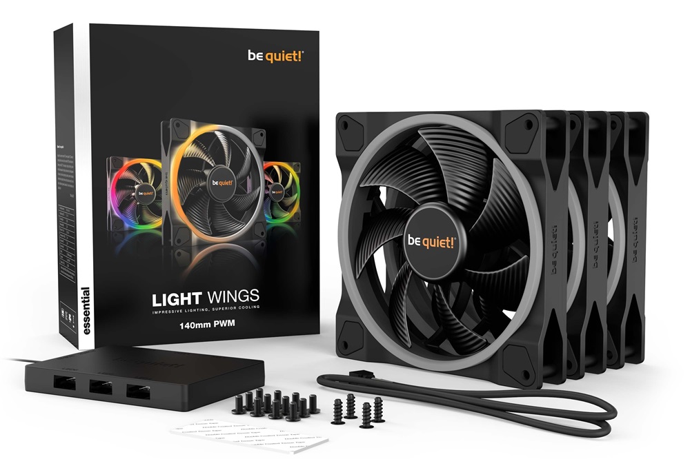 Be Quiet! LIGHT WINGS 3db 140mm PWM ARGB fekete ventilátor