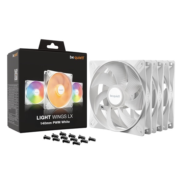 Be Quiet! LIGHT WINGS 3db 140mm PWM RGB fehér ventilátor