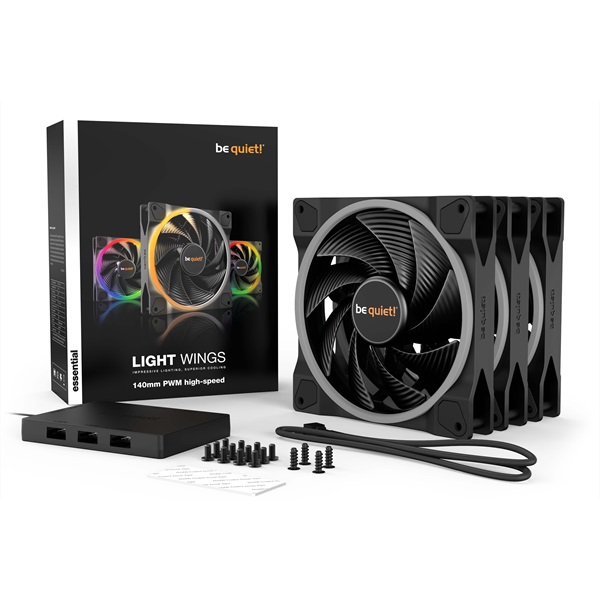 Be Quiet! LIGHT WINGS 3db nagy sebességű 140mm PWM ARGB fekete ventilátor