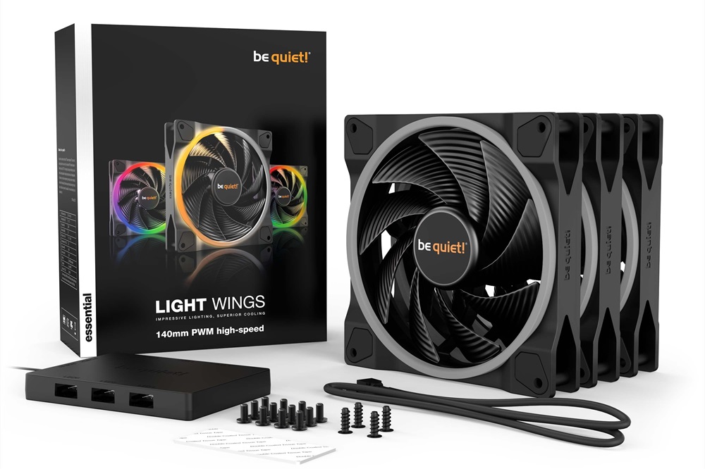 Be Quiet! LIGHT WINGS 3db nagy sebességű 140mm PWM ARGB fekete ventilátor