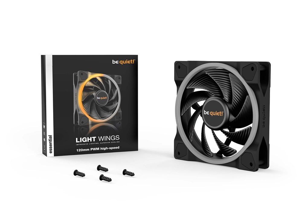 Be Quiet! LIGHT WINGS nagy sebességű 120mm PWM ARGB fekete ventilátor