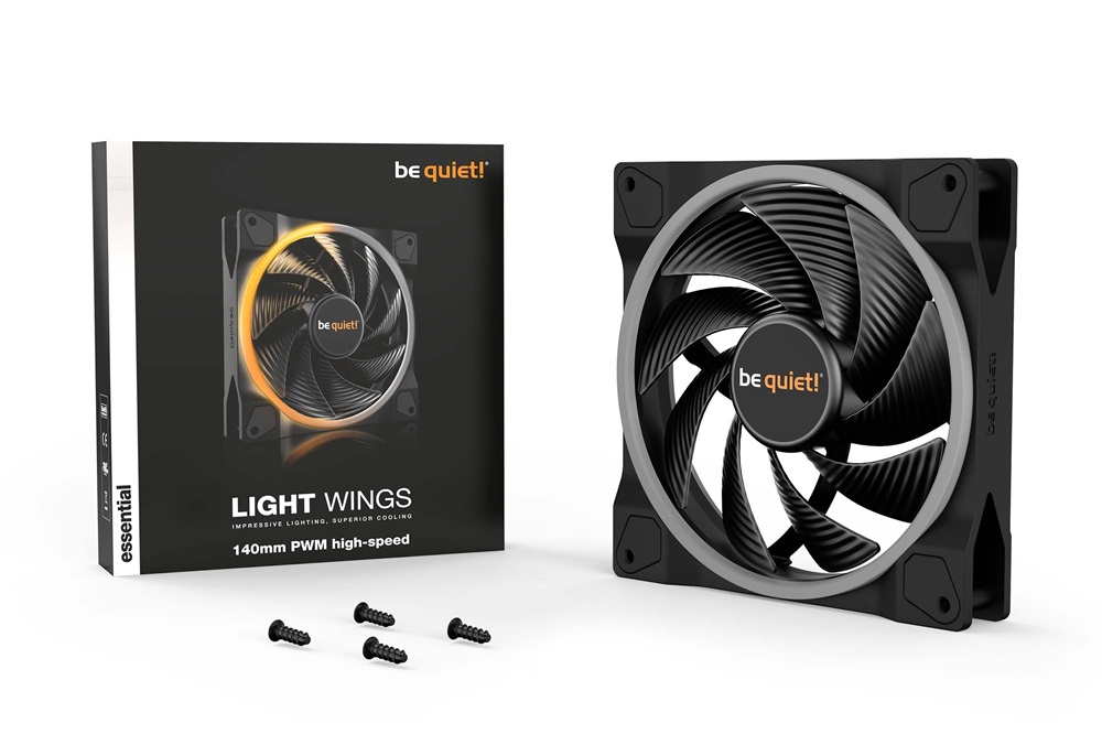 Be Quiet! LIGHT WINGS nagy sebességű 140mm PWM ARGB fekete ventilátor