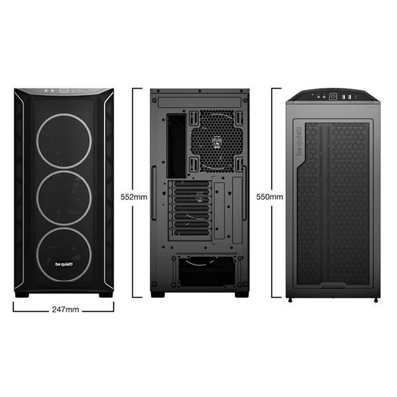 Be Quiet! Shadow Base 800 FX Black (ATX, edzett üveg oldallap) fekete számítógépház
