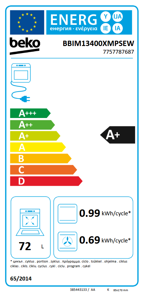 Beko BBIM13400XMPSEW fekete, beépíthető, sütőtér: 72L, sütő
