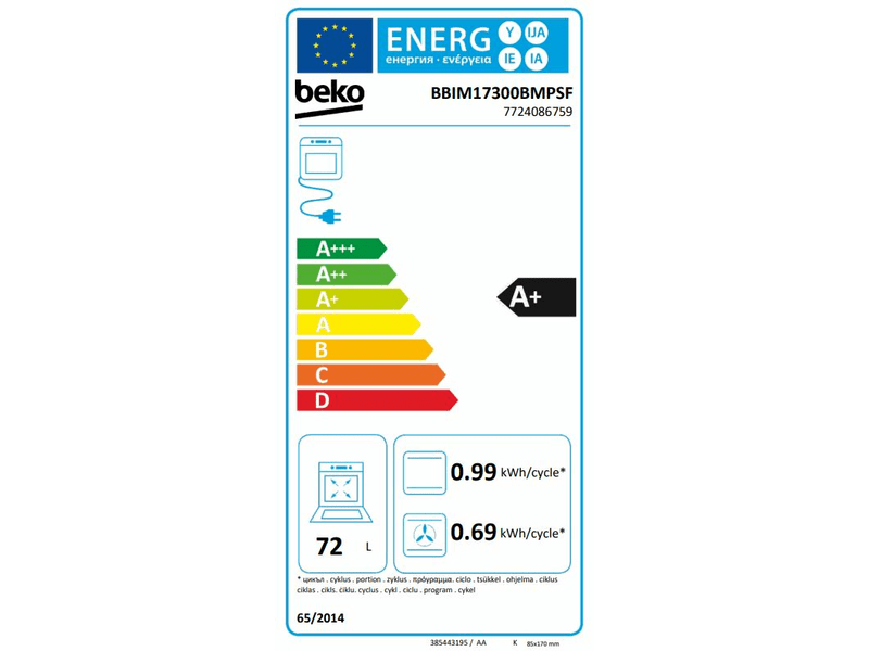Beko BBIM17300BMPSF fekete, beépíthető, sütőtér: 72L, sütő