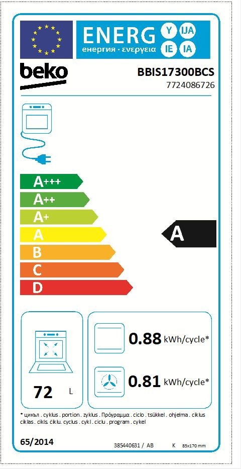 Beko BBIS17300BCS fekete, beépíthető, sütőtér: 72L, légkeverés, sütő