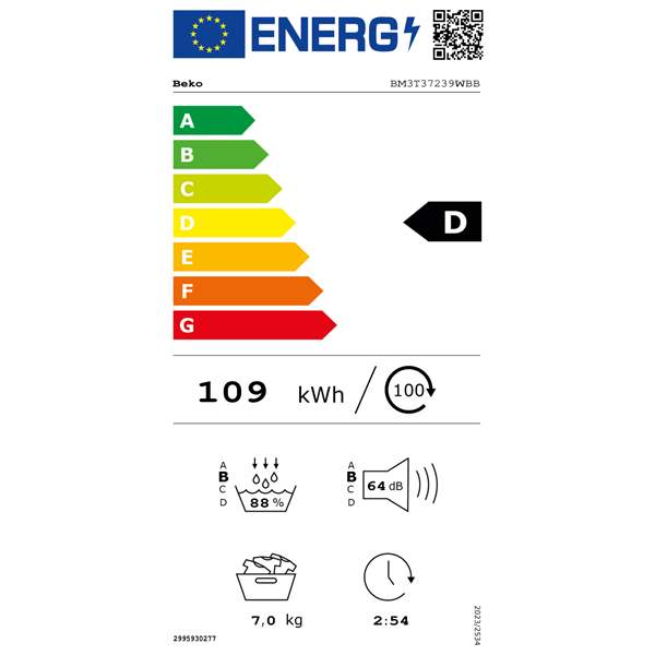 Beko BM3T37239WBB fehér, 7 kg, hőszivattyús, szárítógép