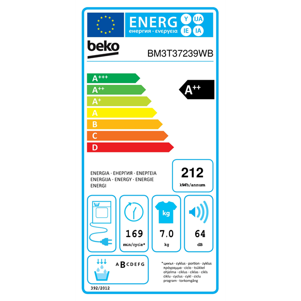 Beko BM3T37239WB 7 kg hőszivattyús szárítógép