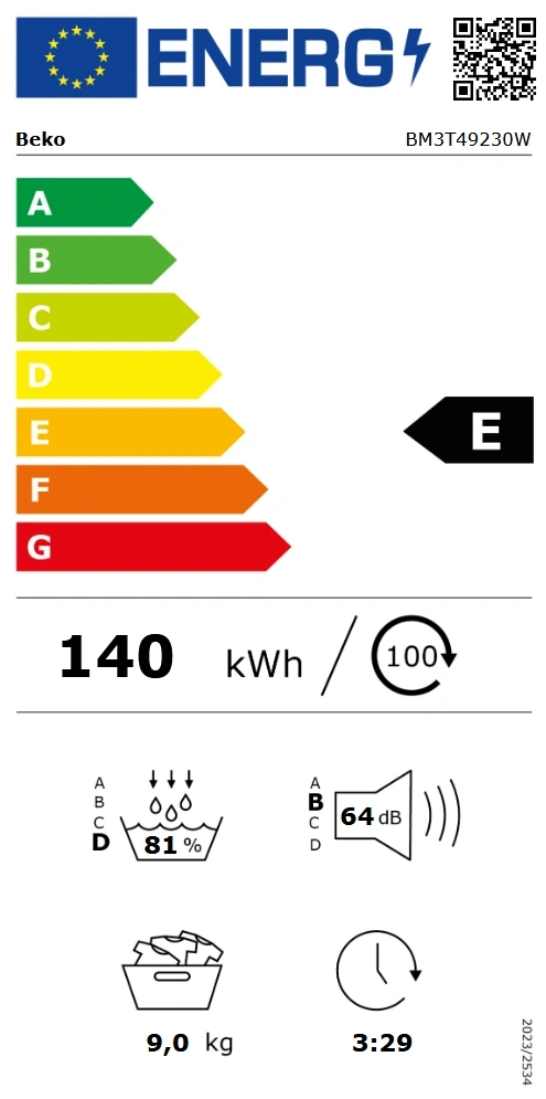 Beko BM3T49230W fehér, 9 kg, hőszivattyús, szárítógép