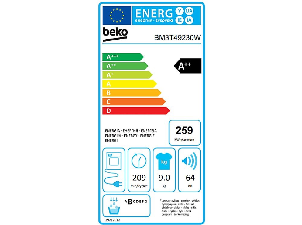 Beko BM3T49230W fehér, 9 kg, hőszivattyús, szárítógép