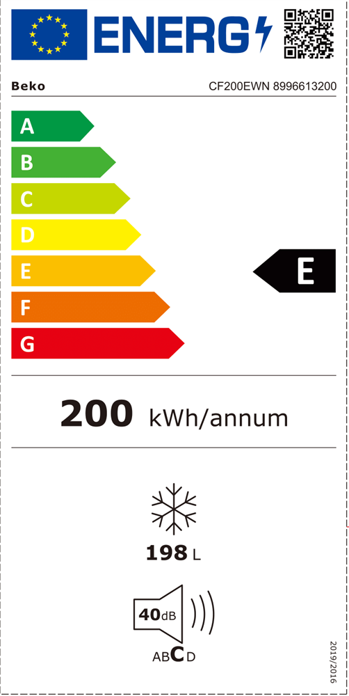Beko CF200EWN fehér, Fagyasztó:198L, fagyasztóláda
