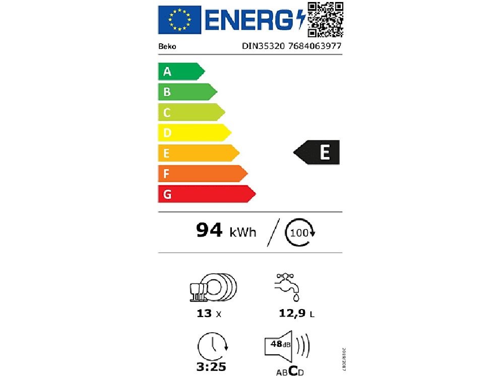 Beko DIN35320 programok száma: 5, beépíthető, 13 terítékes mosogatógép 