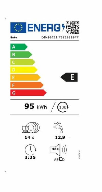 Beko DIN36421 programok száma: 6, beépíthető, 14 terítékes mosogatógép (Újszerű)
