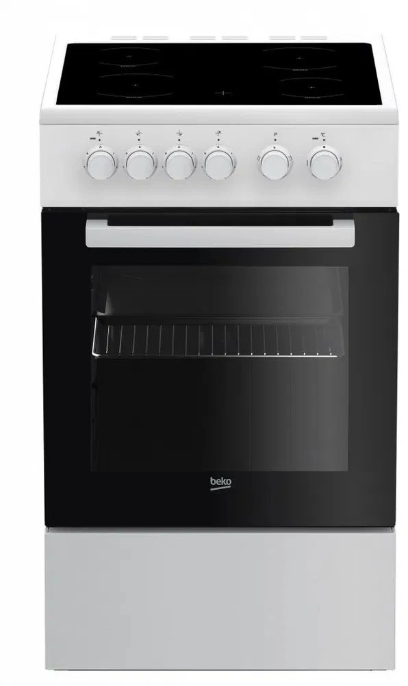 Beko FSM57000GW fehér, szabadonálló, kerámialapos, elektromos, főzőzóna: 4, sütő:55L, grill, tűzhely (Újszerű)