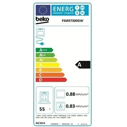Beko FSM57300GW fehér, szabadonálló, kerámialapos, elektromos, főzőzóna: 4, sütő:55L, grill, tűzhely (Újszerű)