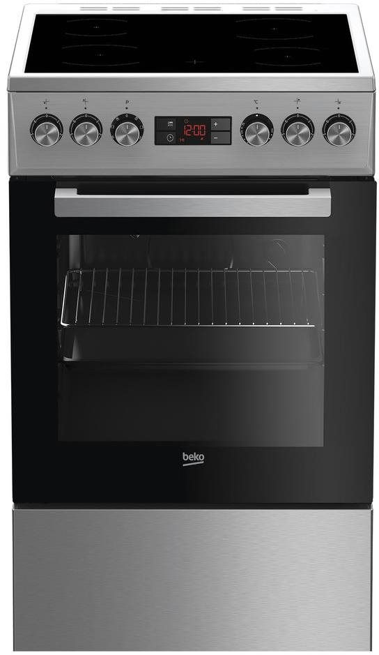 Beko FSM57300GX Inox, szabadonálló, kerámialapos, elektromos, főzőzóna: 4, sütő:55L, grill, tűzhely