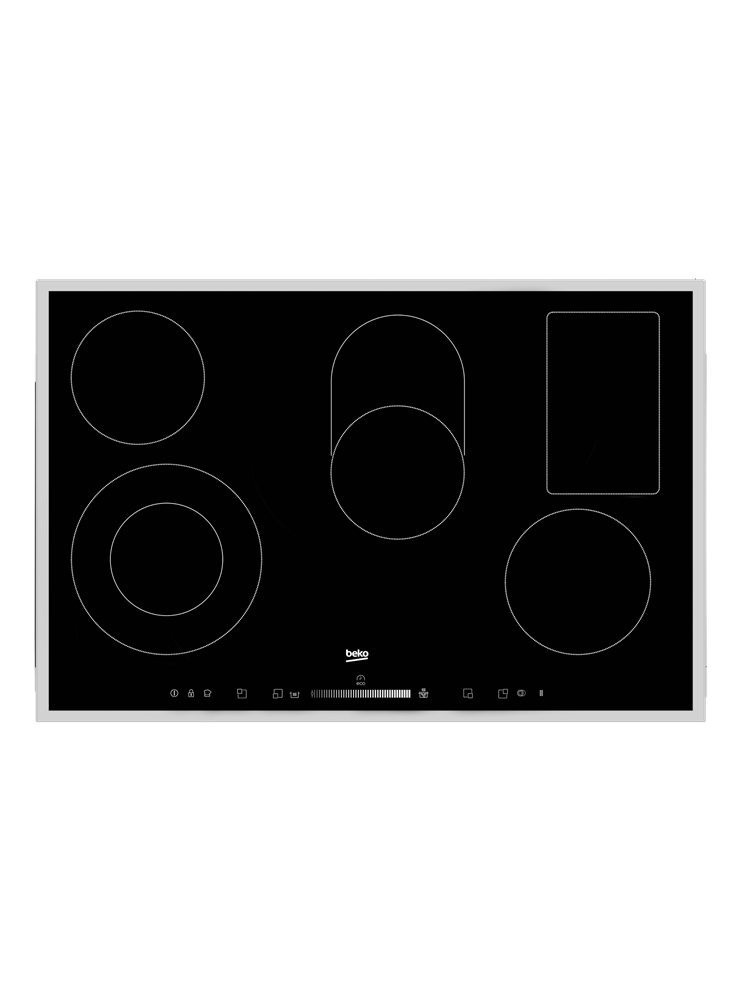 Beko HIC 85502 TX fekete, beépíthető, elektromos üvegkerámia, főzőzóna: 5, beépíthető méret: 75cm, főzőlap