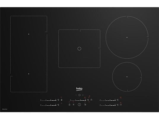 Beko HII85770UFT fekete, beépíthető, indukciós, főzőzóna: 5, beépíthető méret: 75cm, főzőlap