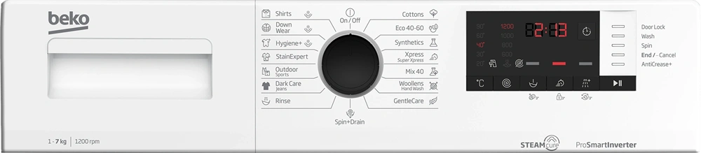 Beko WUE7612XBWS fehér, elöltöltős, keskeny, max.1200ford., 7 kg, mosógép (Újszerű)