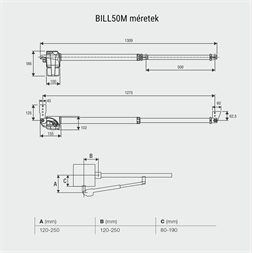 Beninca BILL-50M SX szárnyaskapu motor, önzáró, 500mm löket, max 4,5m-es szárny