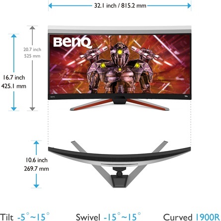 Benq 34" EX3415R MOBIUZ UWQHD IPS 144Hz DP/HDMI/USB ívelt szürke gamer monitor