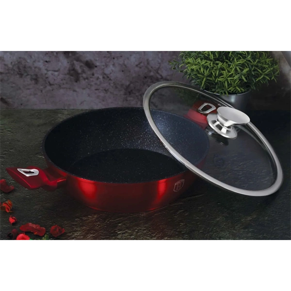 Berlinger Haus BH/1262N 24 cm Metallic Line Burgundy Edition fedővel, alacsony lábas