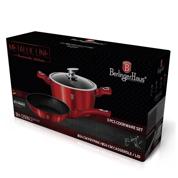 Berlinger Haus BH/1291N Metallic Line Burgundy Edition 3 részes edénykészlet