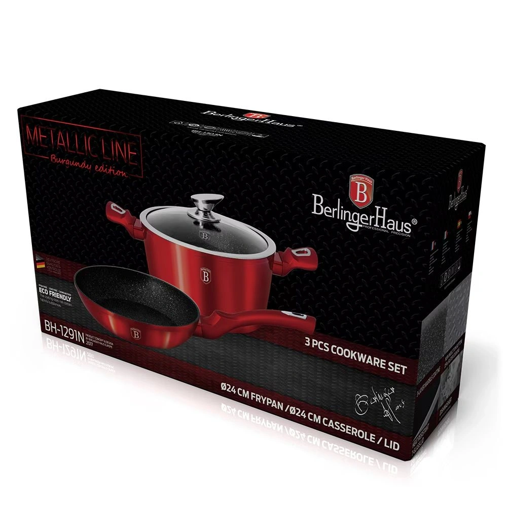 Berlinger Haus BH/1291N Metallic Line Burgundy Edition 3 részes edénykészlet
