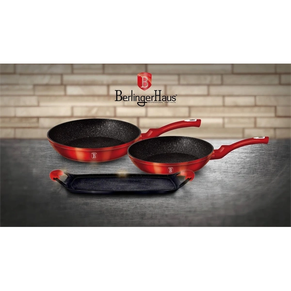 Berlinger Haus BH/1668 Metallic Line Burgundy Edition 3+2 részes serpenyő/ grill sütőlap