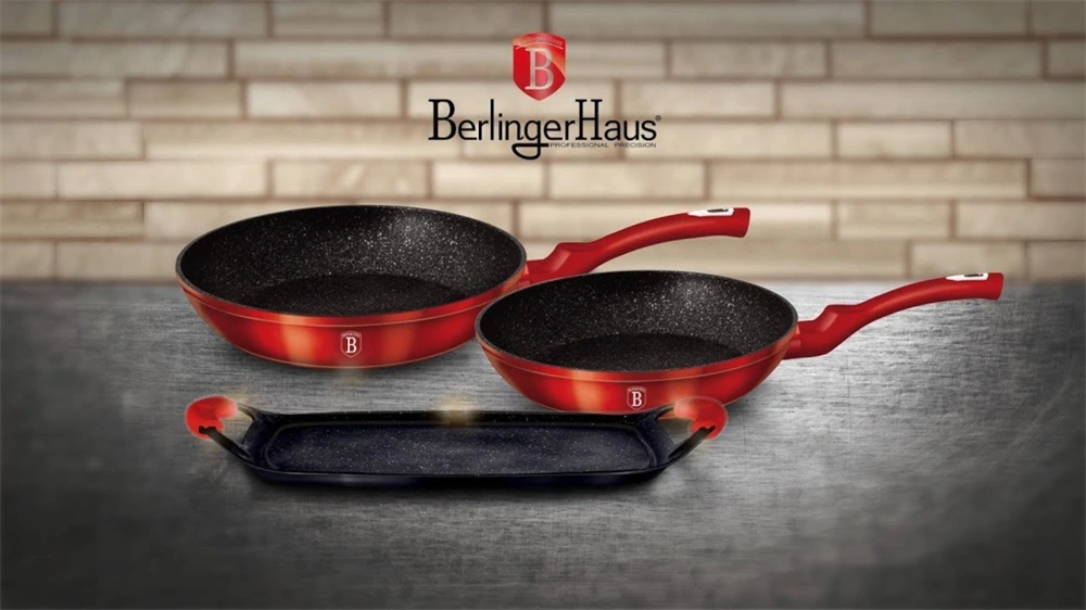 Berlinger Haus BH/1668 Metallic Line Burgundy Edition 3+2 részes serpenyő/ grill sütőlap
