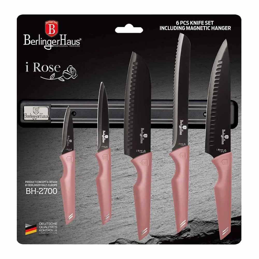 Berlinger Haus BH/2700 mágneses akasztóval, pink 6 részes késkészlet
