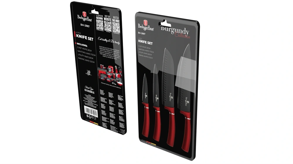 Berlinger Haus BH/2887 burgundi 4 részes késkészlet