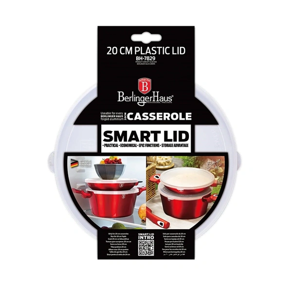 Berlinger Haus BH/7829 Metallic Line Burgundy Edition 20 cm-es lábasra műanyag fedő