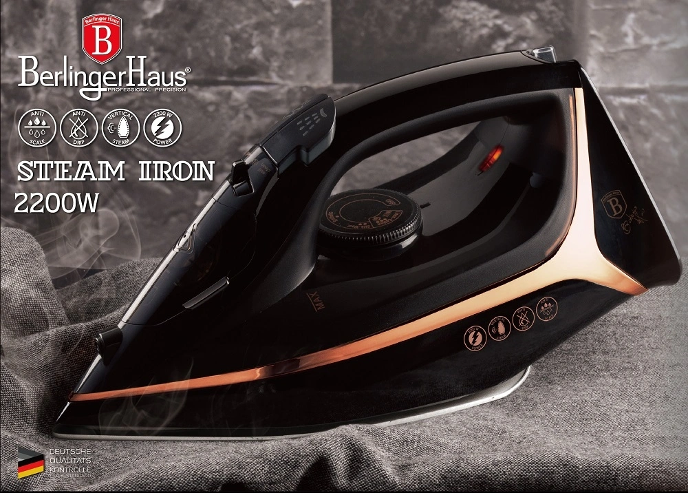 Berlinger Haus BH/9411 fekete -rózsaarany gőzölős vasaló