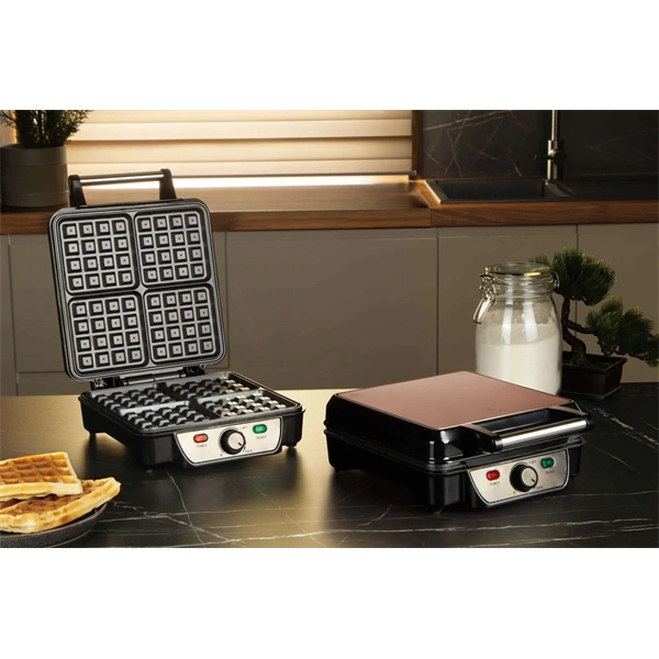 Berlinger Haus BH/9452 rózsaarany- fekete 4 szeletes gofrisütő