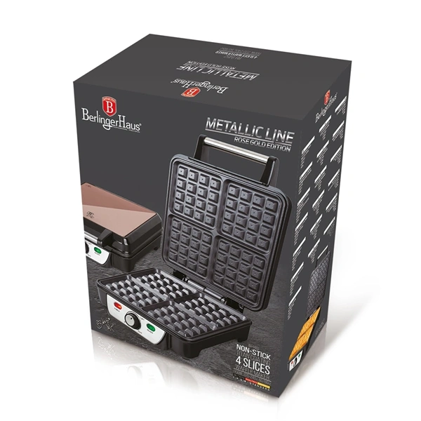 Berlinger Haus BH/9452 rózsaarany- fekete 4 szeletes gofrisütő