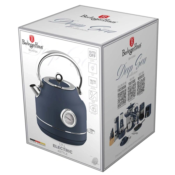 Berlinger Haus BH/9764 1,7L-es hőfok kijelzővel matt kék vízforraló