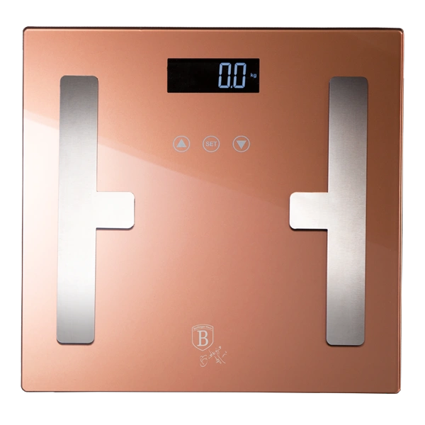 Berlinger Haus BH/9356 180 kg kapacitású rózsaarany testzsíranalizáló üveg személymérleg