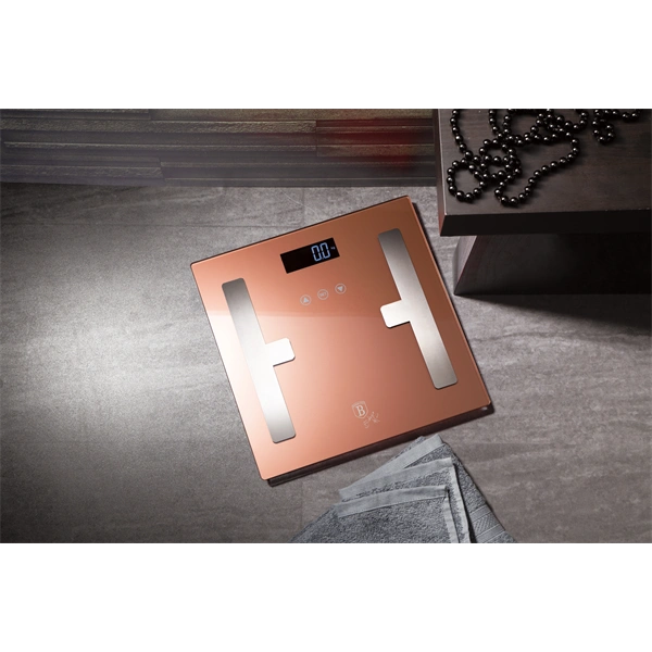 Berlinger Haus BH/9356 180 kg kapacitású rózsaarany testzsíranalizáló üveg személymérleg