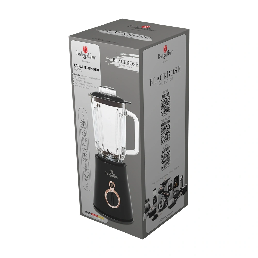 Berlinger Haus BH/9441N  1,5 L-es edzett üveg fekete- rose gold turmixgép