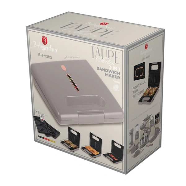 Berlinger Haus BH/9585 matt taupe 3in1 gofri - grill - szendvicssütő