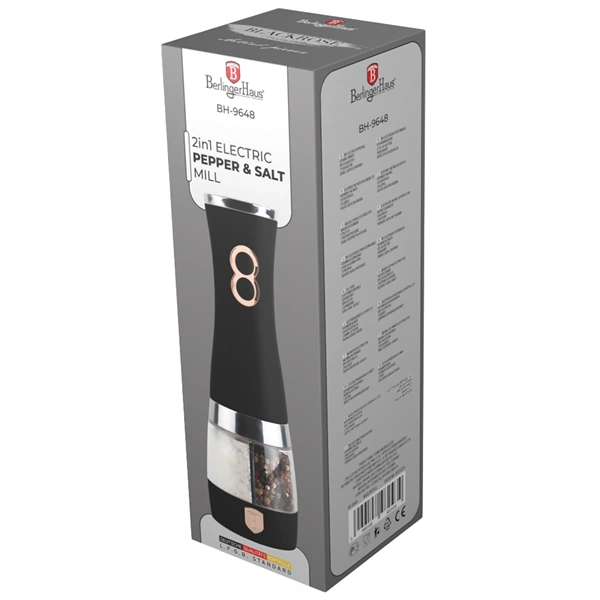Berlinger Haus BH/9648 fekete- rose gold 2in1 elektromos só- és borsőrlő