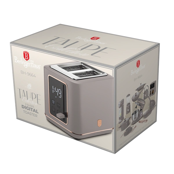 Berlinger Haus BH/9664 matt taupe digitális 2 szeletes kenyérpirító
