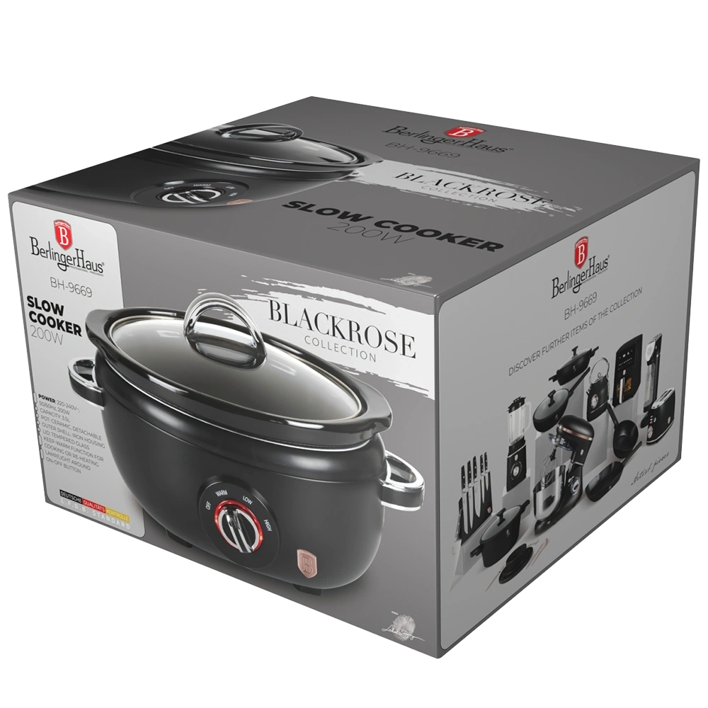 Berlinger Haus BH/9669 fekete- rose gold  3.5L lassú főzőedény
