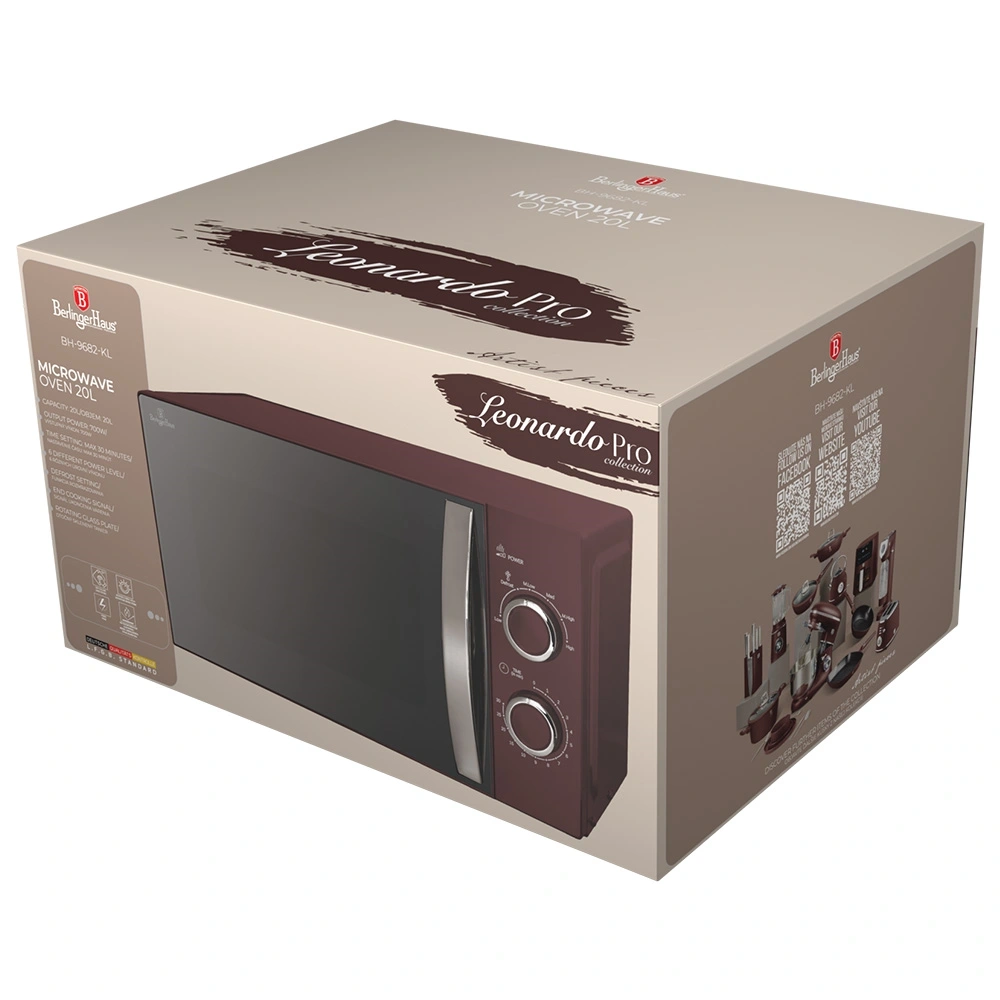Berlinger Haus BH/9682-KL 700W 20L bordó mechanikus mikrohullámú sütő