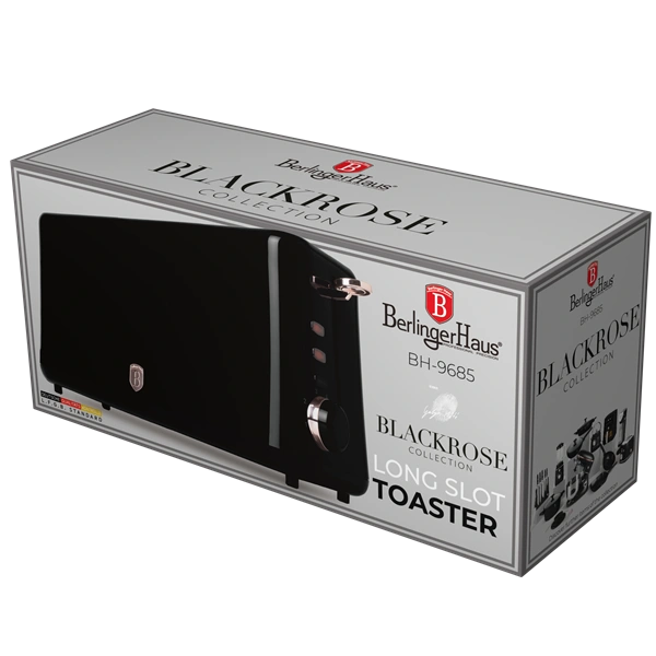 Berlinger Haus BH/9685 hosszú nyílású fekete- rose gold 2 szeletes kenyérpirító