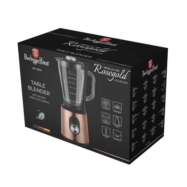 Berlinger Haus BH/9695 1,5 L-es edzett üveg rózsaarany turmixgép