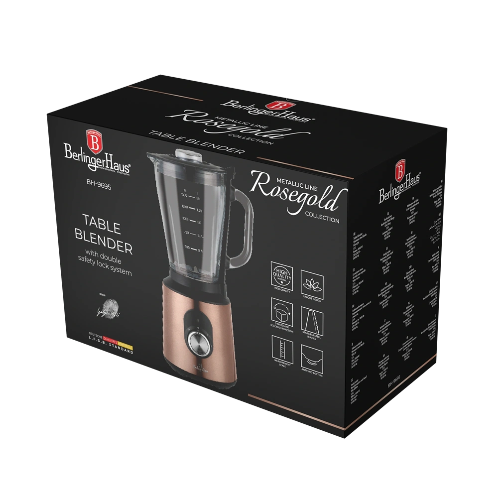 Berlinger Haus BH/9695 1,5 L-es edzett üveg rózsaarany turmixgép