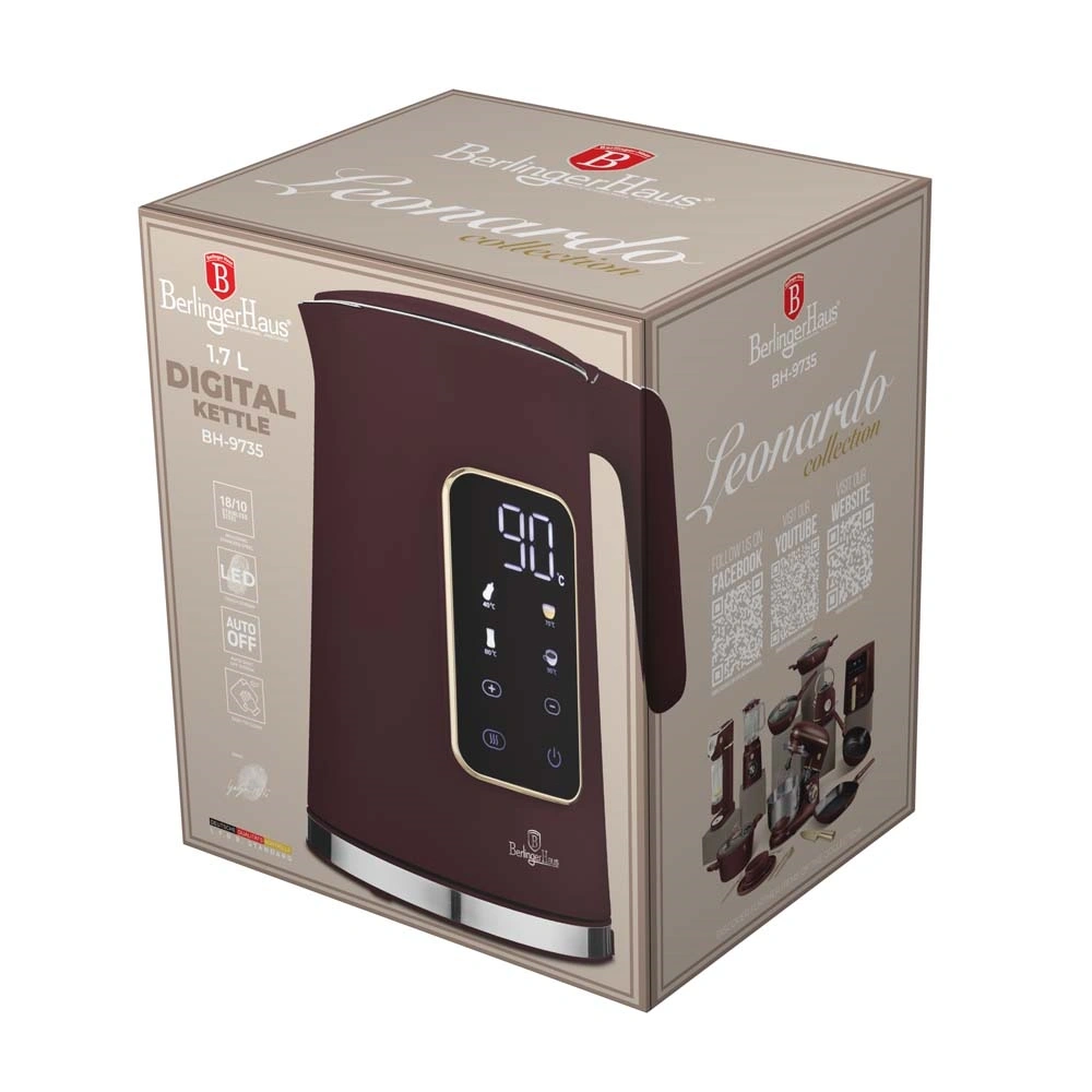 Berlinger Haus BH/9735 1,7L-es matt bordó digitális vízforraló